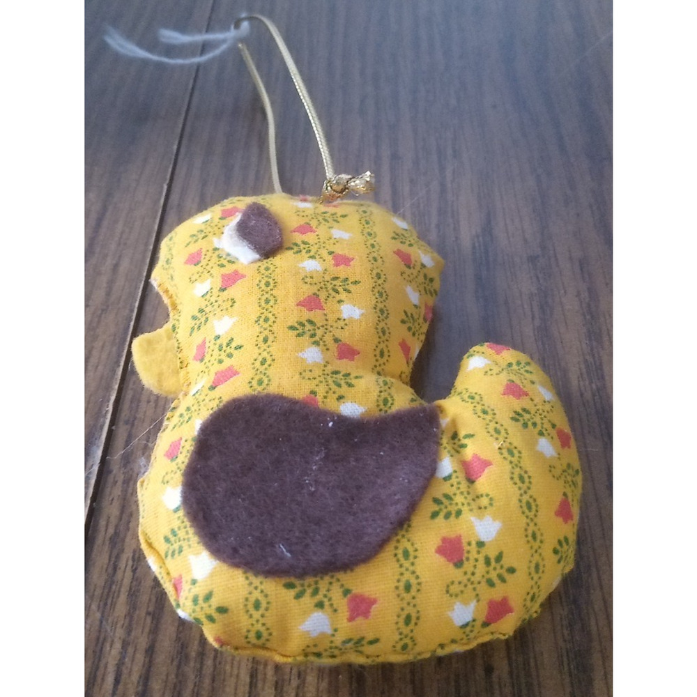 Handmade Cloth Yellow Fabric Duck Christmas Ornament
